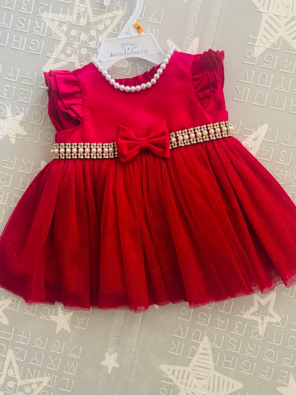 Macy's Red Girls Sparkle Tulle Bow Dress
